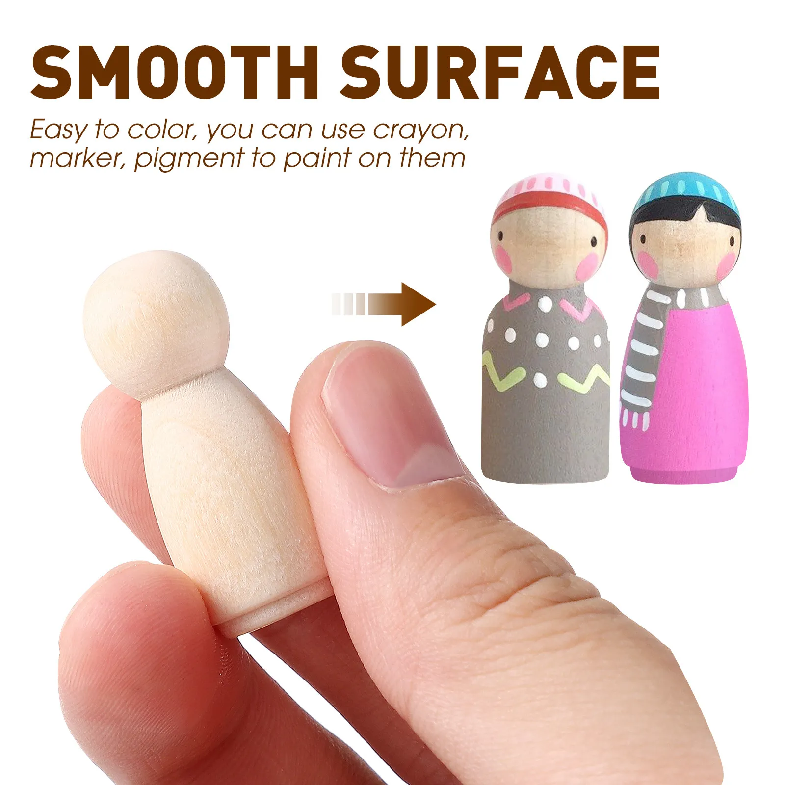 

40Pcs Wooden Peg People Unpainted Figures 35Mm DIY Painting Crafts Creativity Wood Crafts Peg Wooden