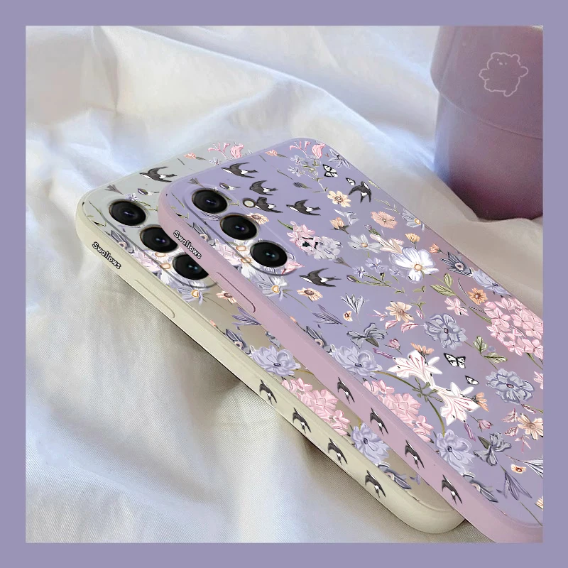 A 55 Wilted Flower Silicone Phone Case For Samsung A55 A50 A52S A53 A54 A51 A23 A22 A31 A34 A33 A32 A70 A71 A72 A91 Cover