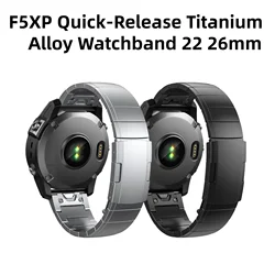 For Garmin 22/26mm Quick-Connect Titanium Bracelet, Fits Fenix 7X/7/6X Pro/5X Plus & Instinct/Epix, Stylish Metal Watchband.