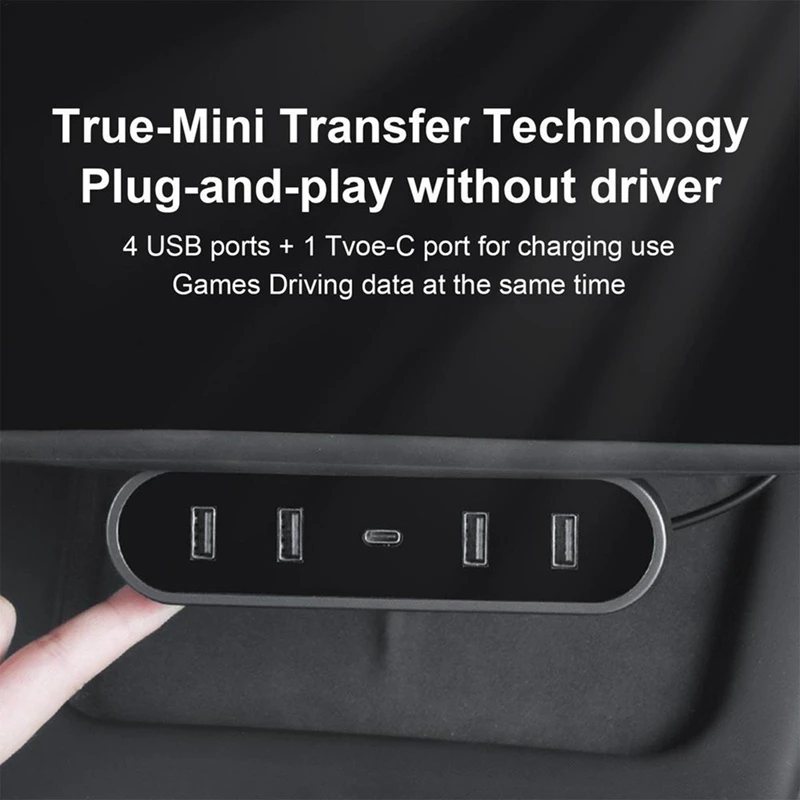 Voor Tesla Model 3 Model Y Docking Station Hub Onder Het Scherm 4 Usb Shunt Adapter Oplader Splitter Verlenging Vervangende Onderdelen