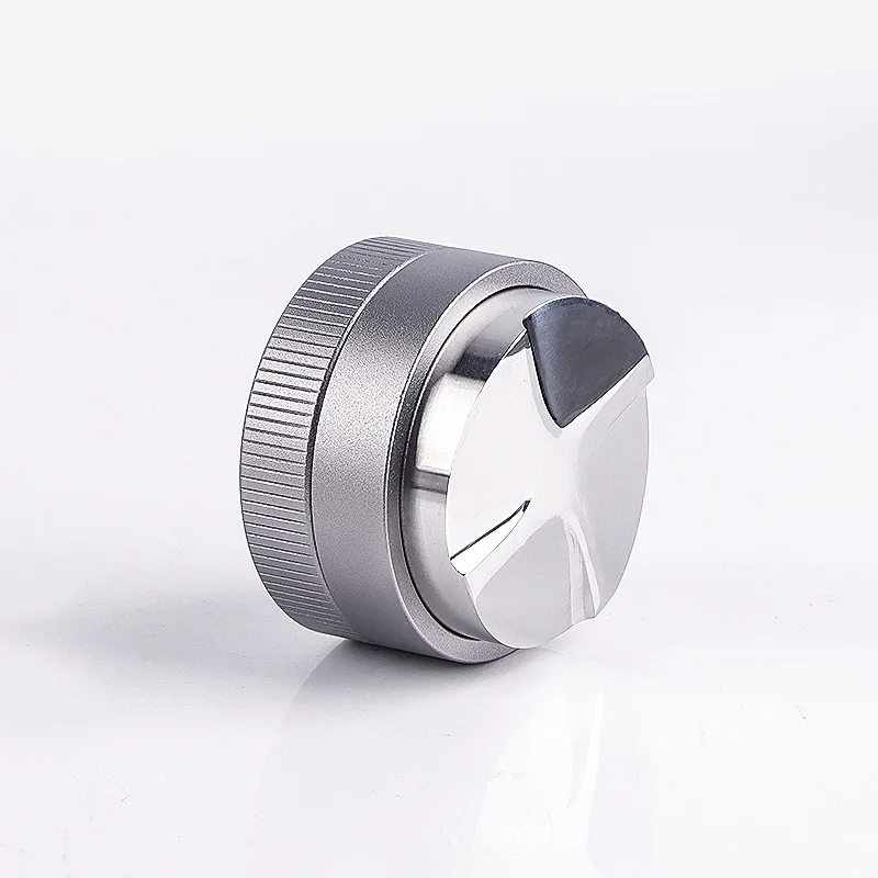 Italian coffee distributor, stainless steel, gravity-operated, automatically adjustable, height-adjustable tamper