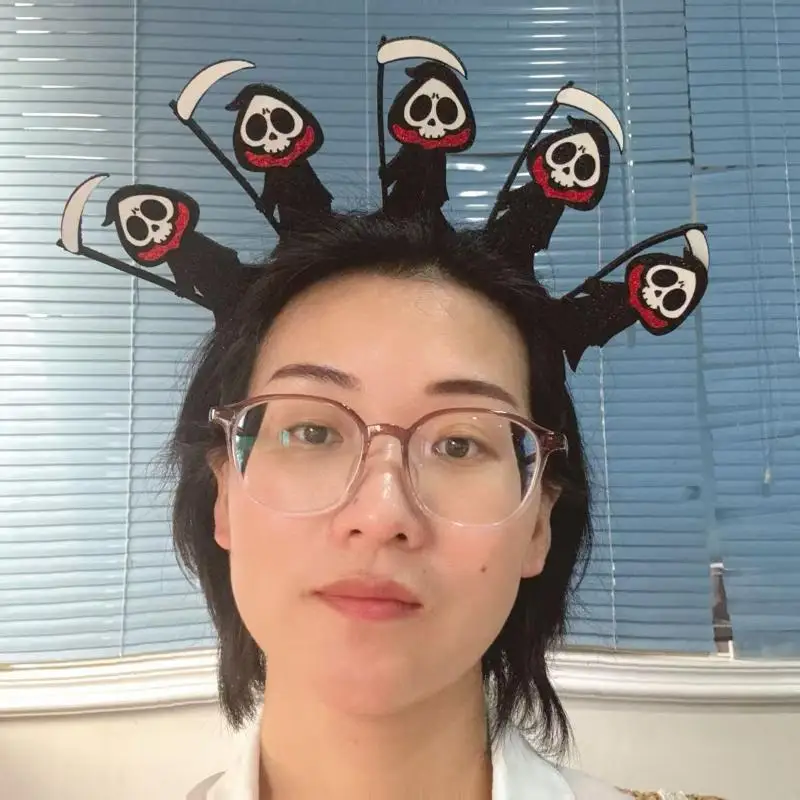 Masquerade Headband with Grim Reaper; Halloween Outfit Embellishment; Cosplay Hair Accessory for Kids & Adults.