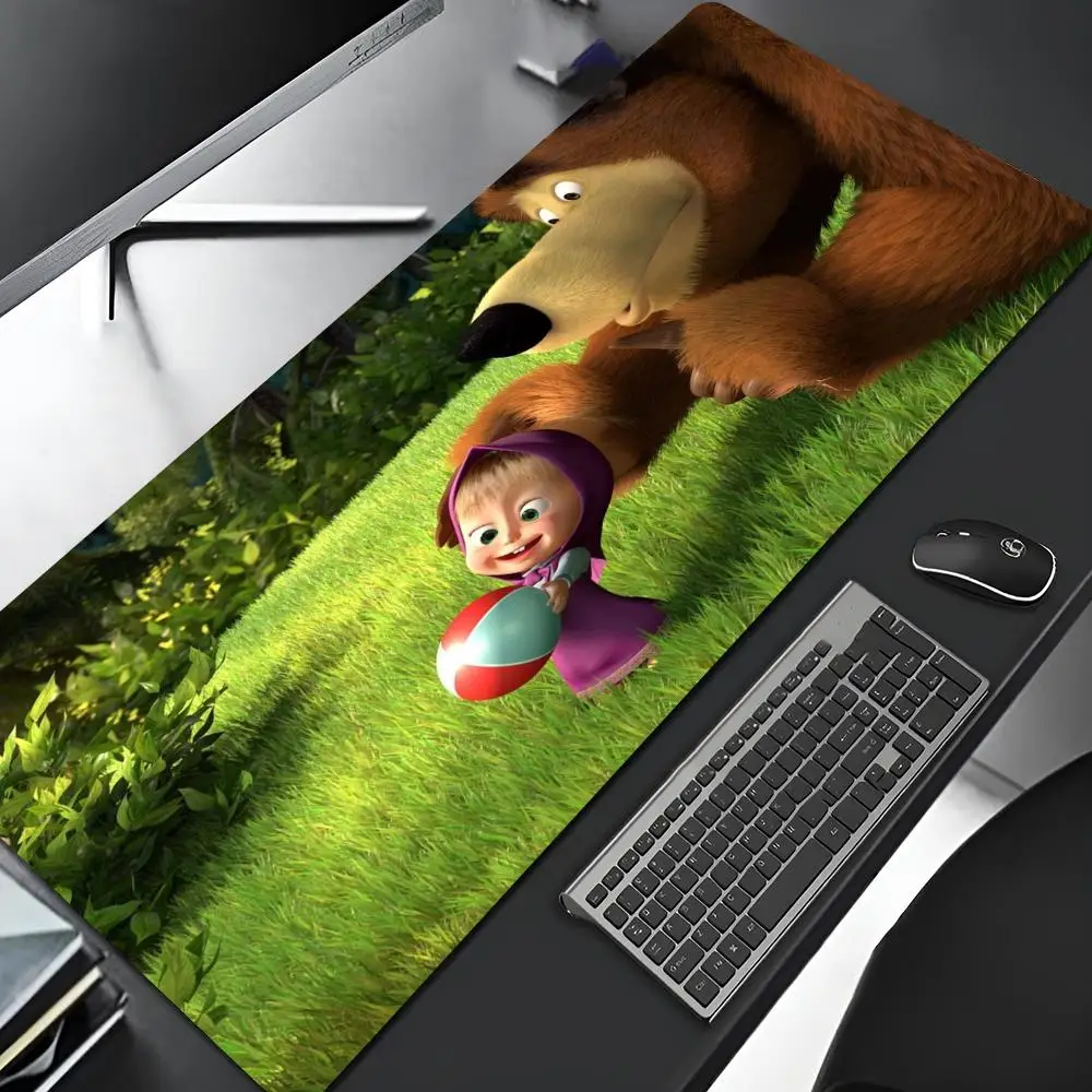 Masha and the Bear Mouse Pad Cartoon Lockedge Large Gaming Pad Computer Gamer Keyboard Mat Desk Mousepad PC Desk Pad