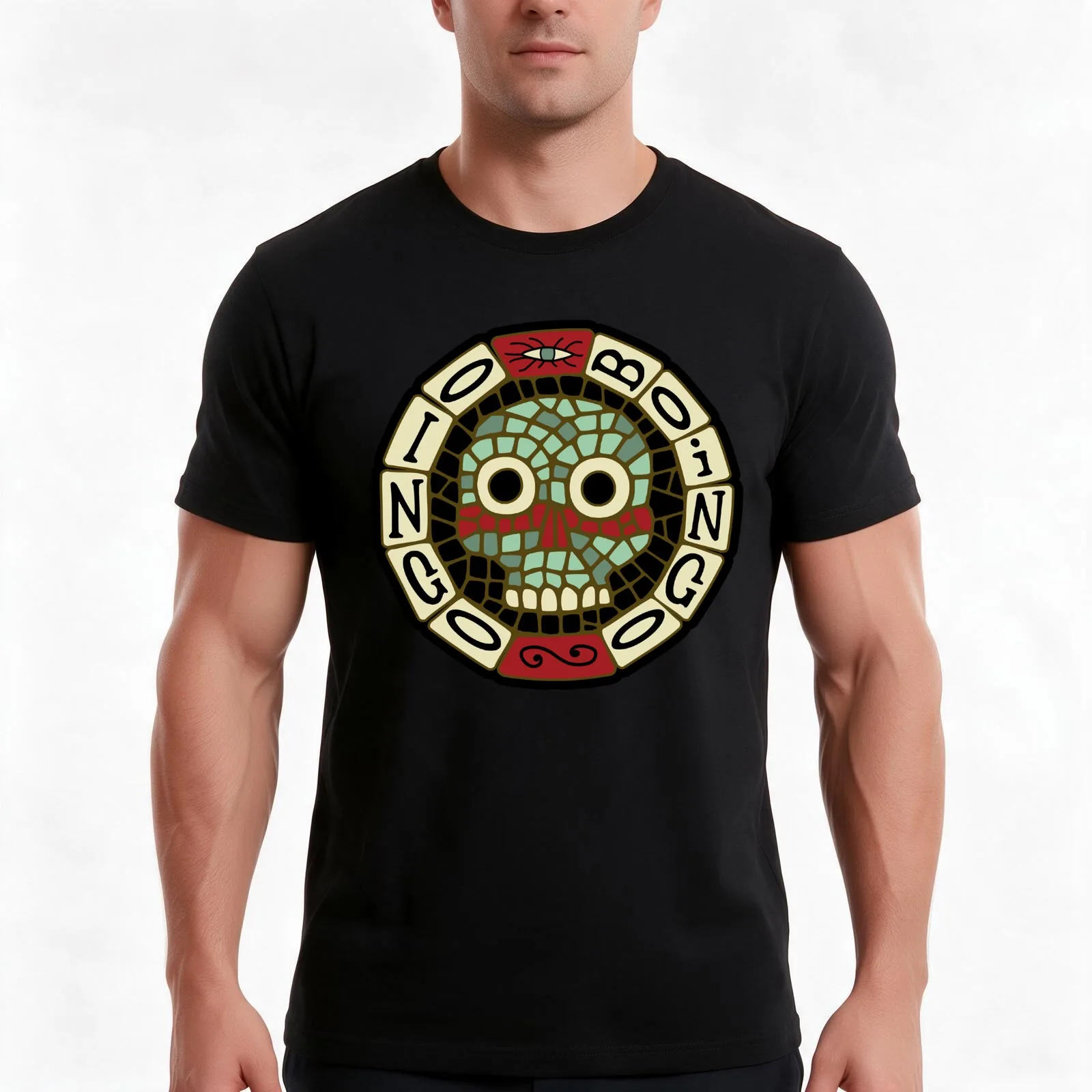Oingo boingo T-Shirt, Summer Casual Cotton Tee, Oversized Streetwear Tops, Vintage Graphic Print, Loose Fit Short Sleeve