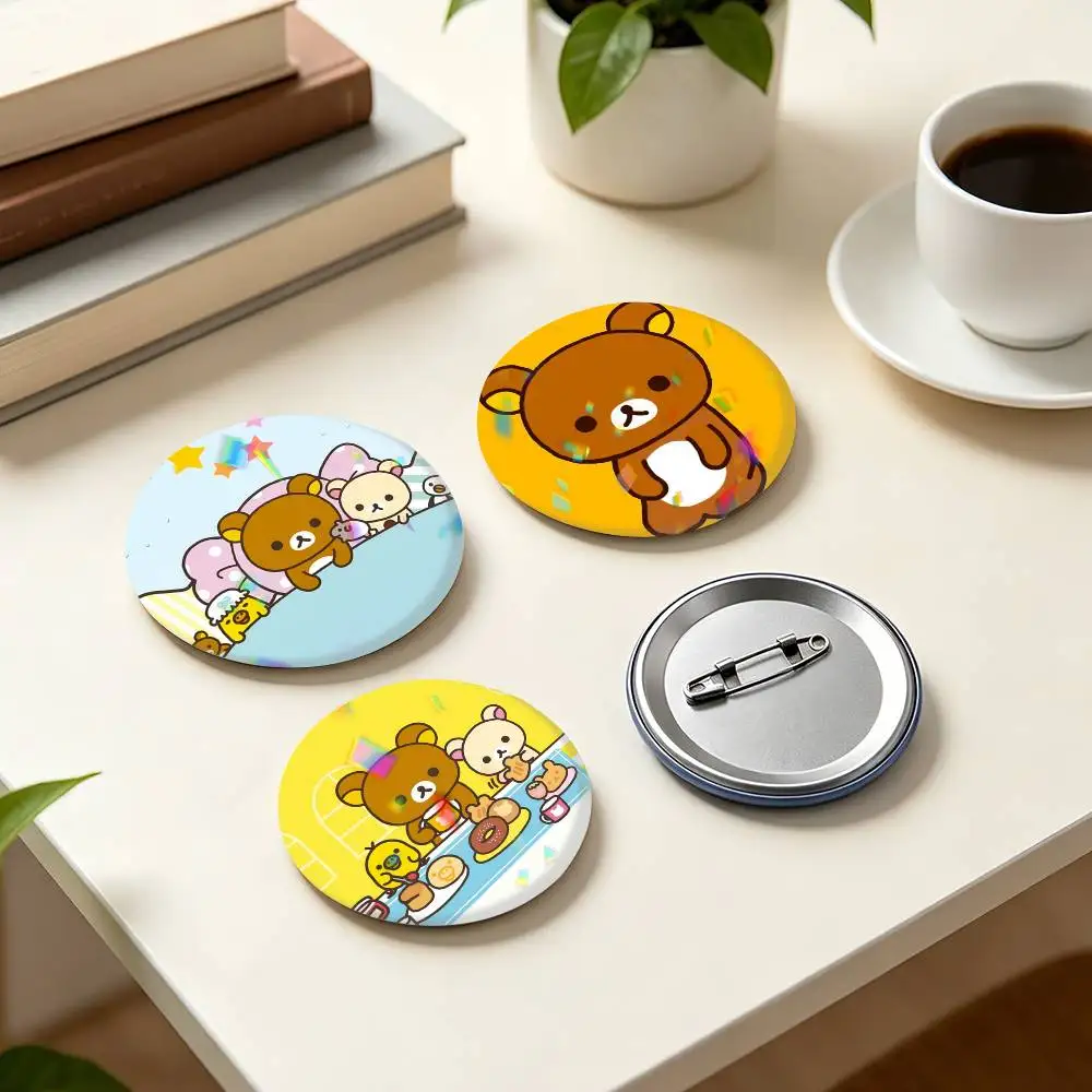 R-Rilakkuma-a Bear Cute  25mm 32mm 44mm 58mm 75mm Brooches Badges Pins for Accessories Gift