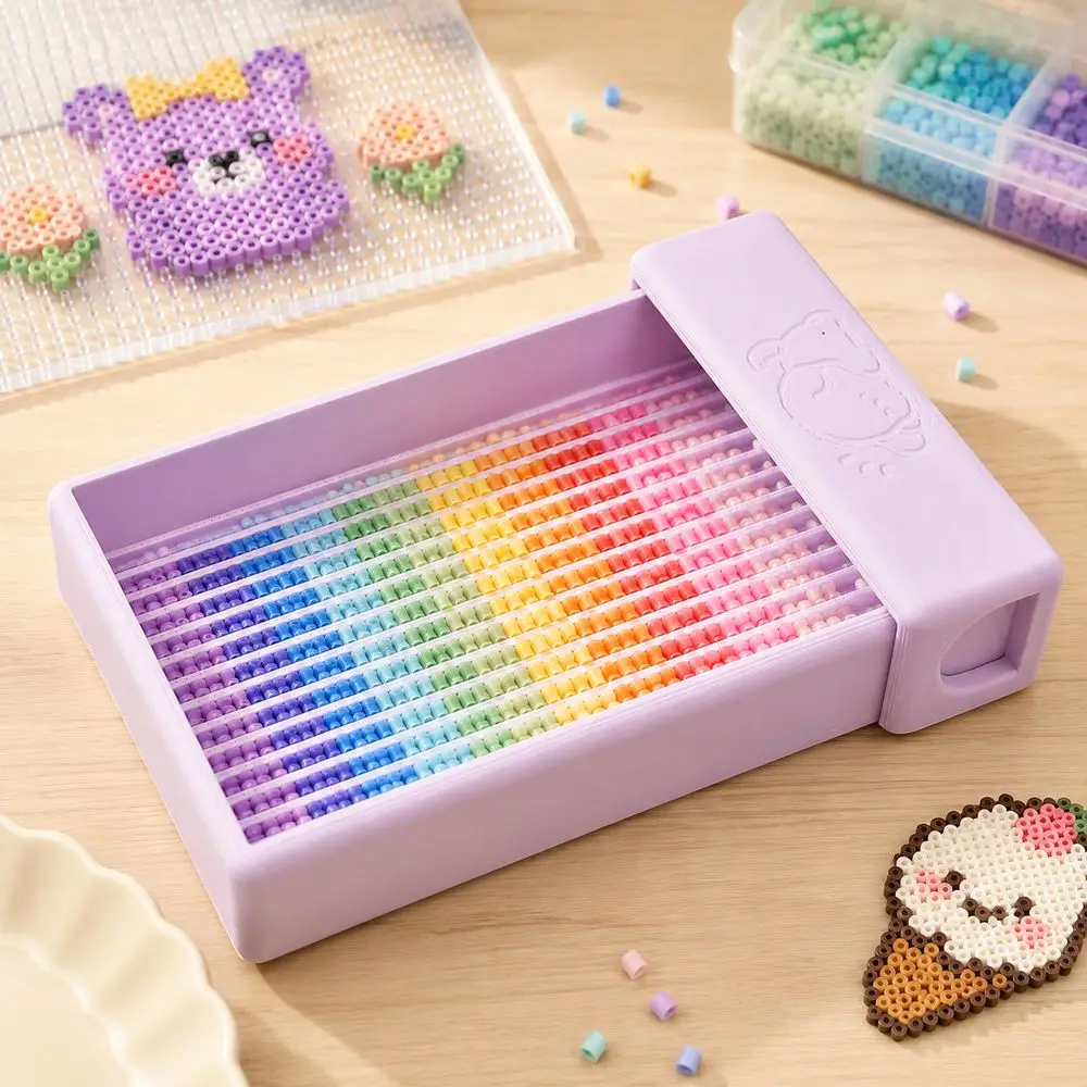 Plastic Fuse Bead Tray Craft Bead Organizer Grooved Bead Sorting Tray Ribbed Surface Pastel Colors Fuse Beads Crafting Tray