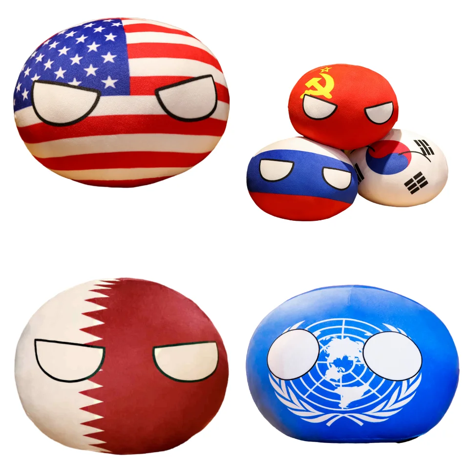 ตลก Polandball 10 ซม.Countryballs ของเล่นตุ๊กตาจี้ตุ๊กตา Plush Countryball USSR USA ฝรั่งเศสรัสเซีย UK ญี่ปุ่นเยอรมนีอิตาลี