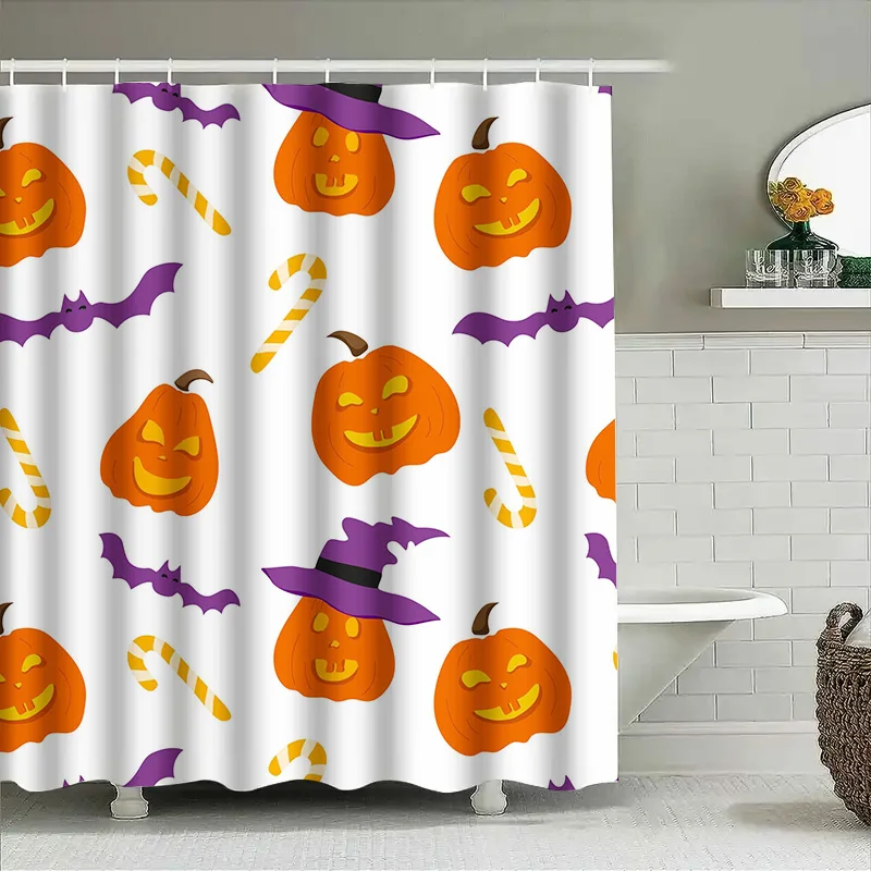 

Tuniu Cute Halloween Bat Pumpkin Shower Curtain for Bathroom Kids Baby Room Decor