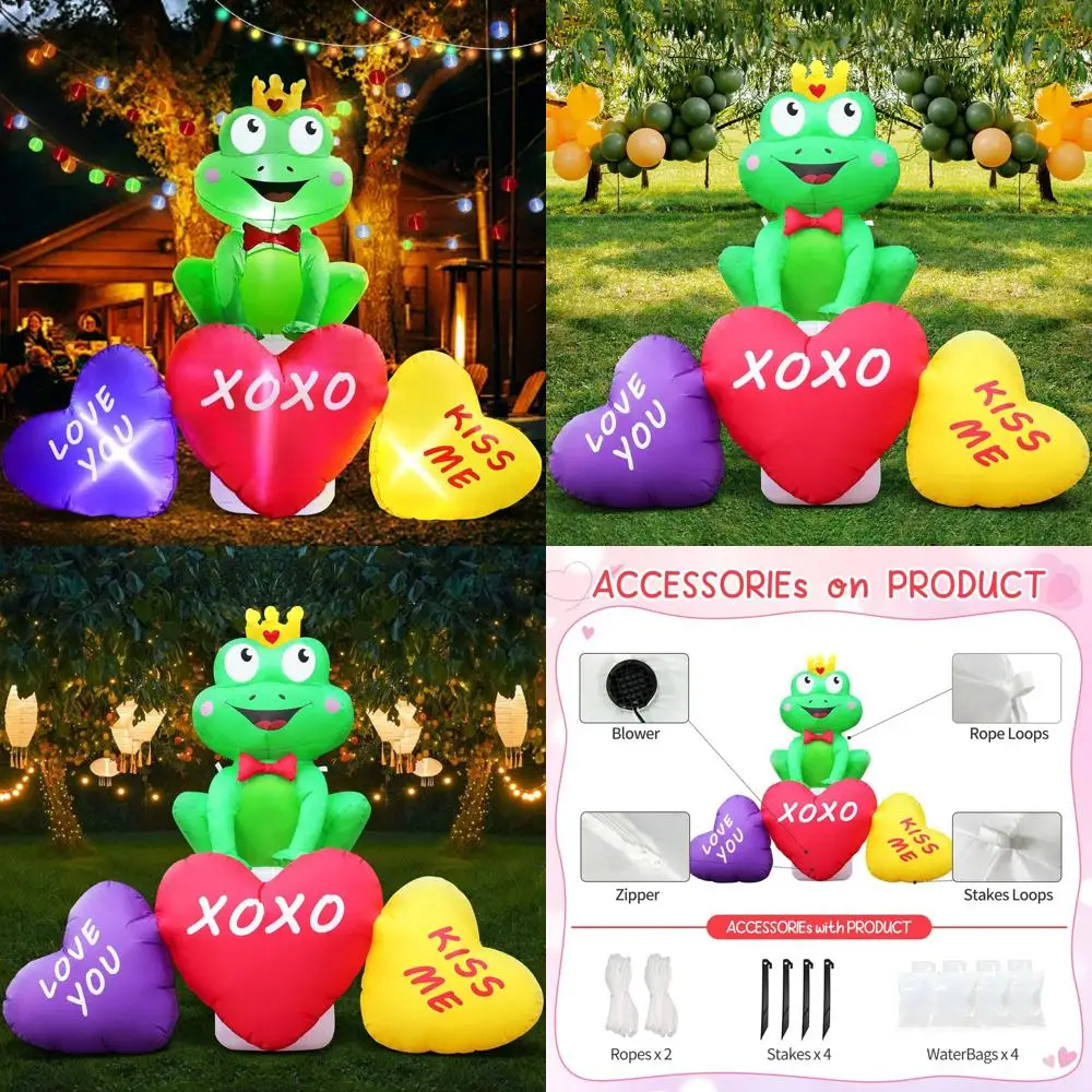 

6-футовая высокая уличная надувная лягушка на сердце со светодиодной подсветкой для свадьбы и декора сада