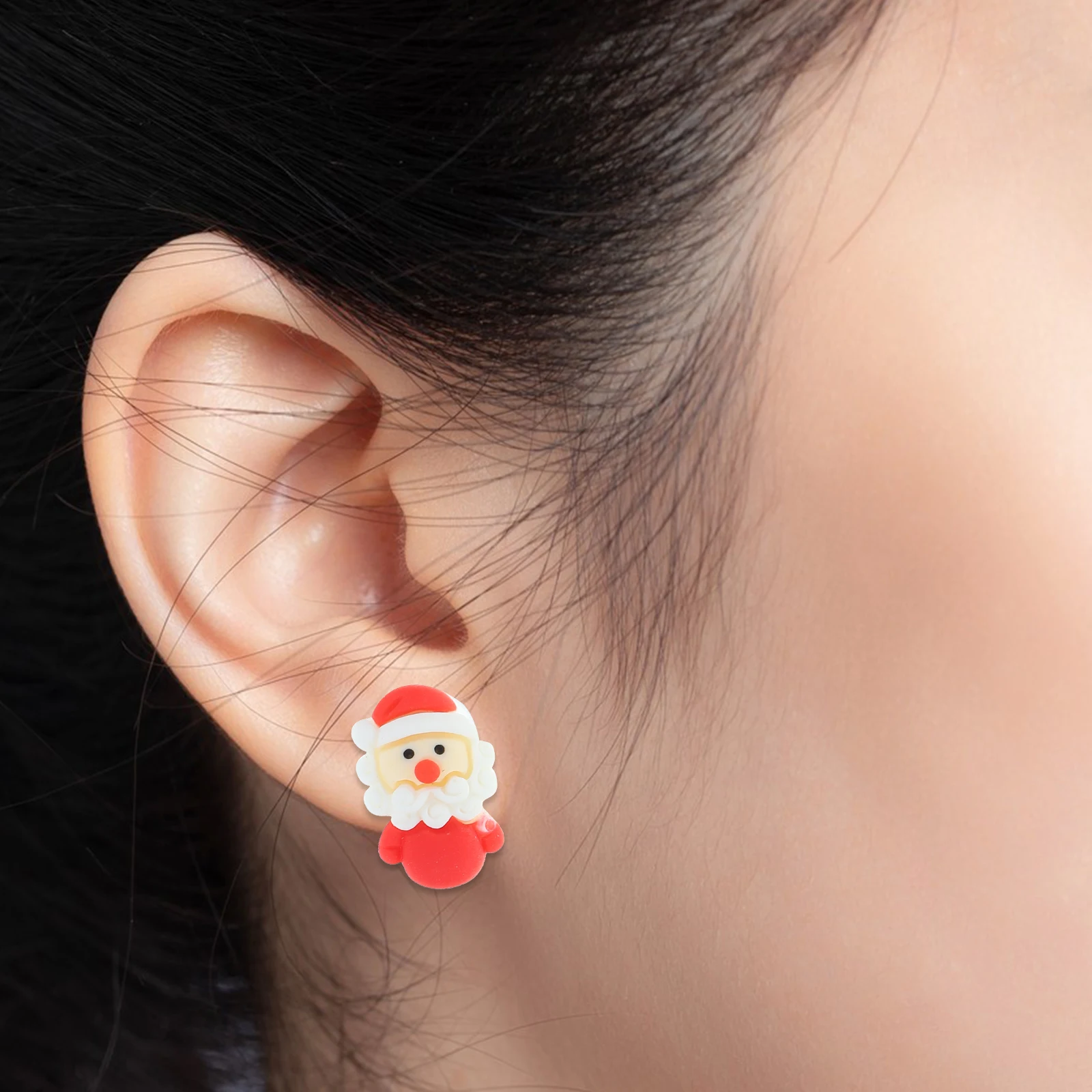 5Pairs شجرة عيد الميلاد أقراط الراتنج الأذن ترصيع خفيفة الوزن النساء عطلة الأزياء والمجوهرات حزب ارتداء أقراط عيد الميلاد