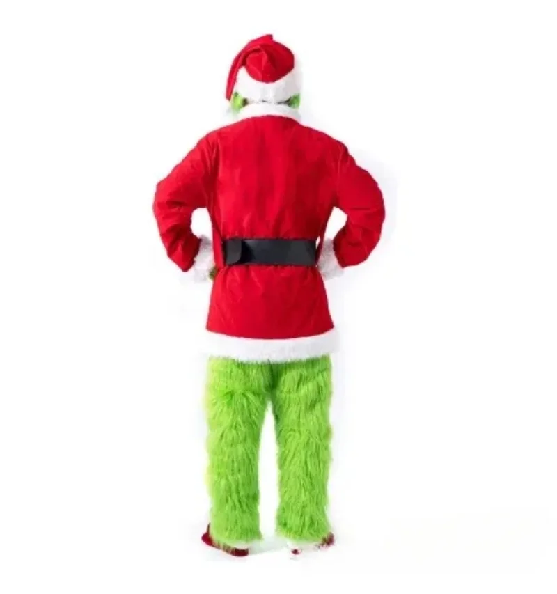 Conjunto de disfraz de Papá Noel para fiesta de Navidad, graduación, juego de rol para adultos, monstruo verde peludo, traje de Cosplay de Halloween, guantes, máscara