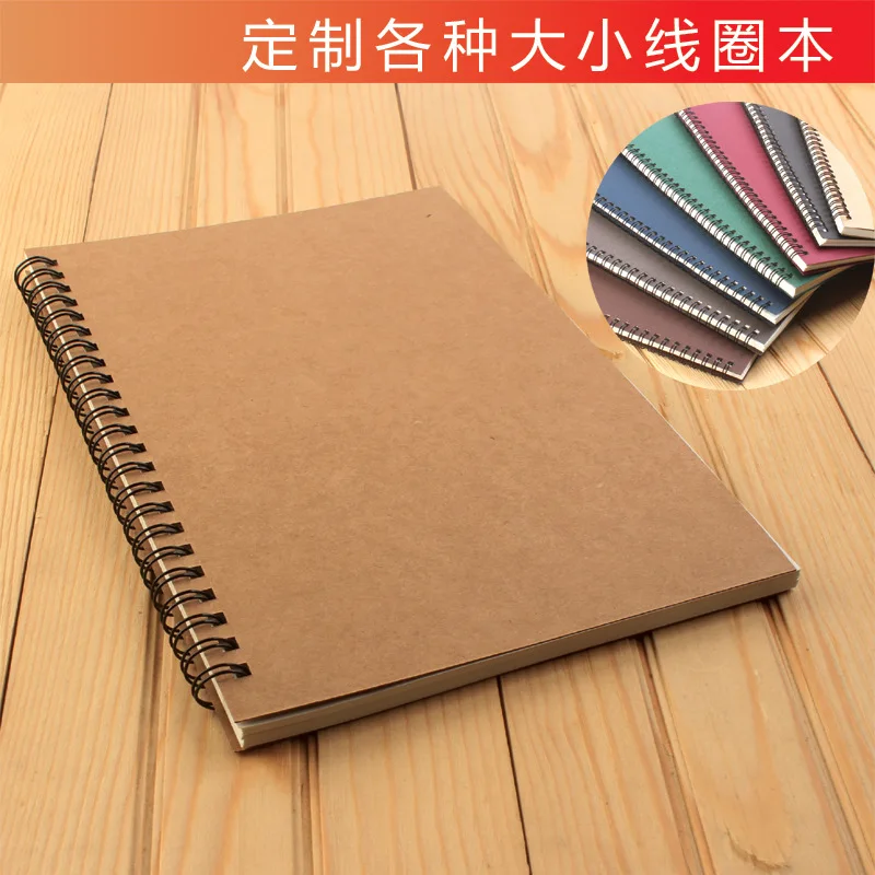 Student notebook, coil mounted diary, B5 homework book, 16 open office stationery, kraft paper diary  planificador  agenda