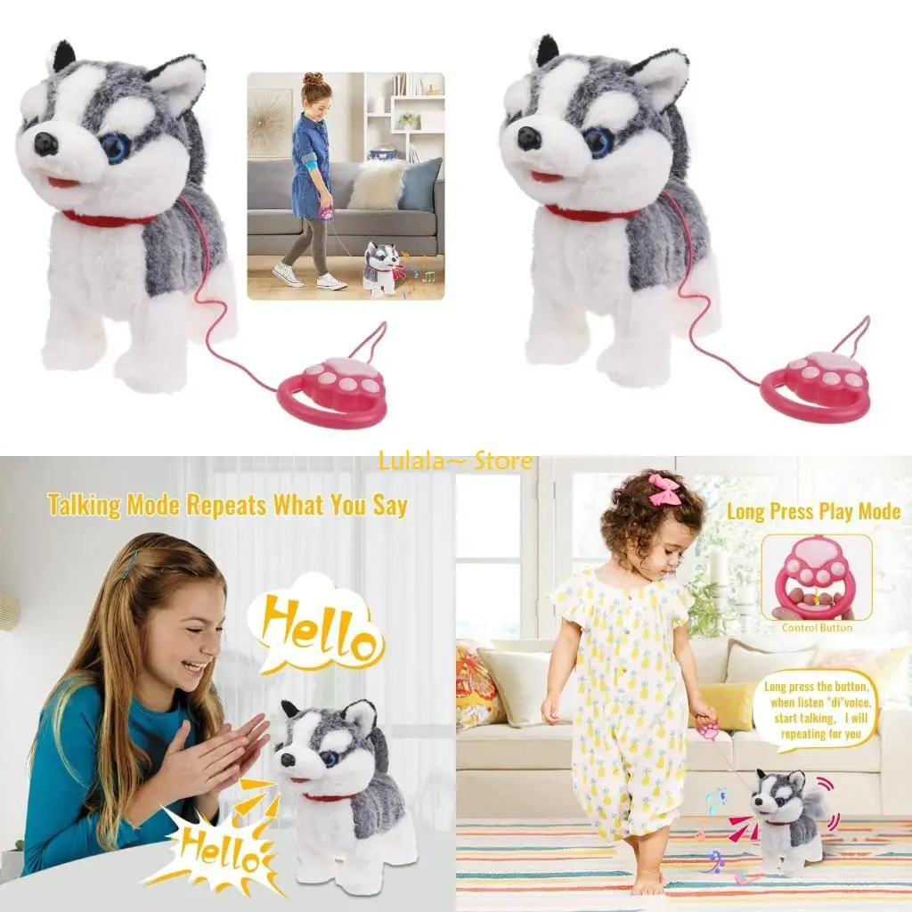 

Y4QA Life Like Walking Dog Поющая игрушка для щенка Электронный плюшевый поводок для щенка Игрушка для собаки