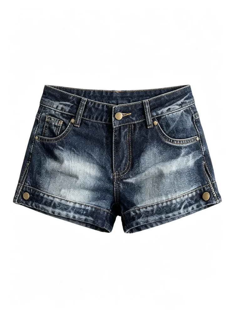 Women Blue Denim Shorts High Waist A-line Hot Jeans Pants Y2K Gyaru Micro Cowboy Shorts Vintage Straight Jean Shorts Summer 2027