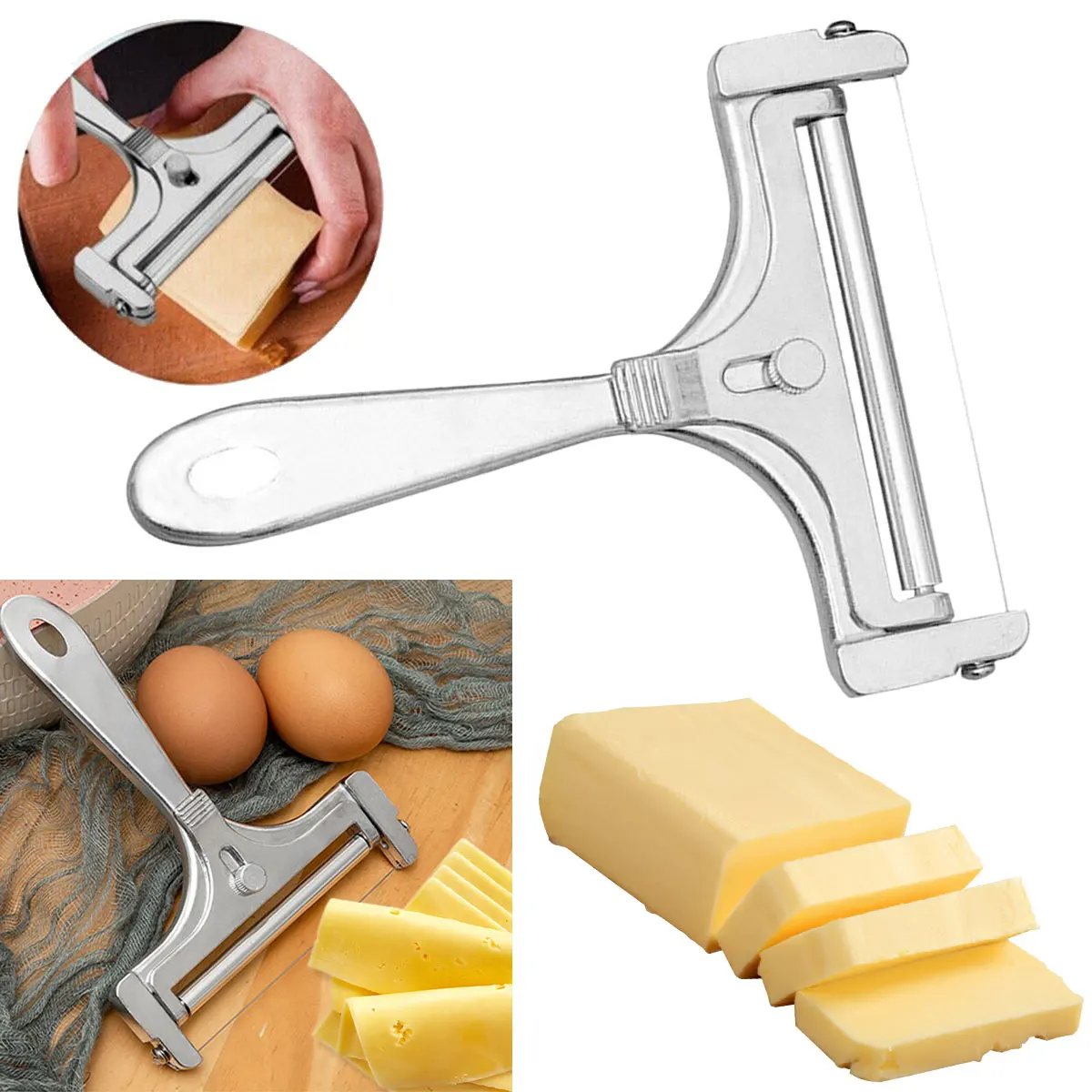 

Durable Stainless Steel Cheese Slicer Thickness Butter Cutter Soft and Semi-Hard Kitchen Cooking Tools Cheddar Gadgets Grater