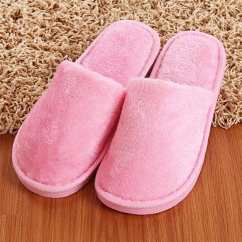 Women Home Slippers Autumn Winter Warm Furry Plush Shoes Indoor Bedroom Light EVA Couple Cotton Slipper Solid Soft Flip Flops