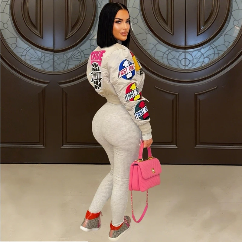 แจ็คเก็ตเบสบอลพิมพ์ลายตัวอักษร STYLISH LADY รุ่นปี 2025 สำหรับฤดูใบไม้ร่วง แขนยาว ซิป ทรงหลวม สไตล์ลำลอง ฮิปฮอป สำหรับผู้หญิง