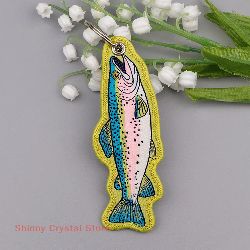 

Key Tags with Jovial Fish Embroidery; Perfect for Motorbikes, Cars; Novel Key Holder Pendant Offering