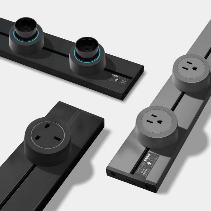 5PCS Smart Office Kitchen Power Track Socket New Design Movable Wall Mounted Rail Plug With 32A NFC Electric Socket