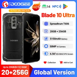 DOOGEE Blade 10 Ultra Smartphone 20GB(8+12) 256GB 5150mAh NFC 50MP Camera 6.56'' Display Cellphone Android 14 Mobile Phone