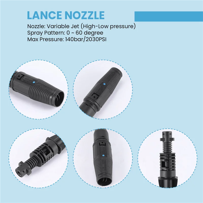 ABXN-High Pressure Water Spray Tool 140 Bar Dirt Blaster Lance Turbo Nozzle For For Karcher K1 K2 K3 K4 K5 K6 K7 High Pressure W