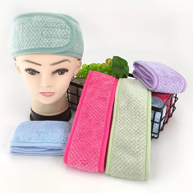 

1PC Adjustable Soft Toweling Headband, Elastic Textured Makeup Band for Women for Spa Bath Skincare Facial Washing Post Shower