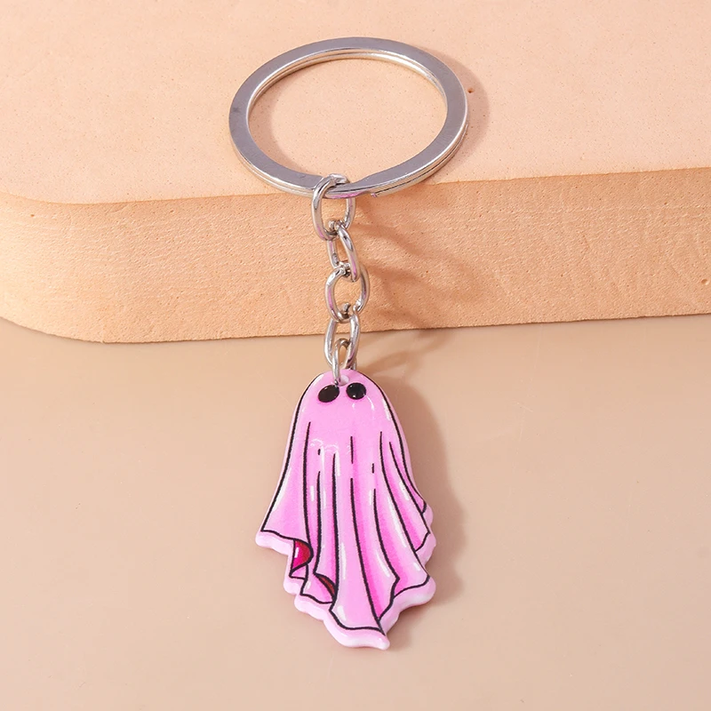 Cute Resin Halloween Ghost Keychain Pumpkin Skeleton Keyring Pendants for Men Women Key Holder Handbag Charms DIY Jewelry Gifts