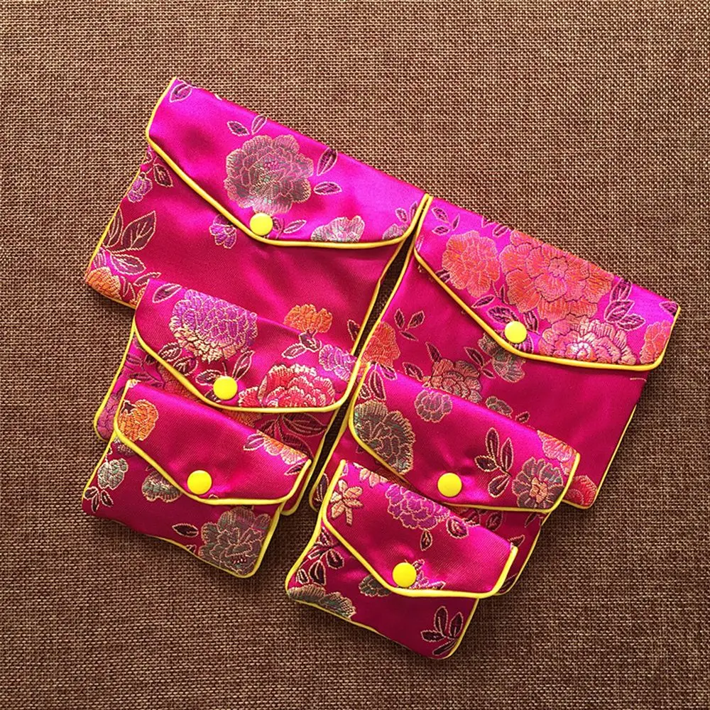 

Container Purse Gifts Floral Zipper Handmade Buckle Brocade Snap Jewelery Storage Handbags Jewelery Bag Wallet