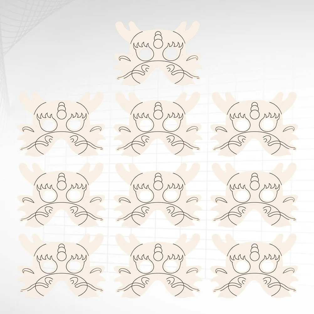 10 pezzi fai da te maschera di carta drago set di pittura vuota per bambini disegno creativo da colorare graffiti attività divertente maschera di carta bianca fai da te