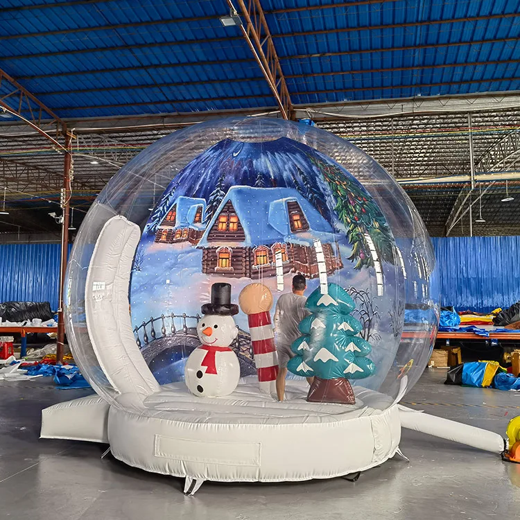 Christmas photo booth with base and background wall giant Inflatable snow globe photo booth