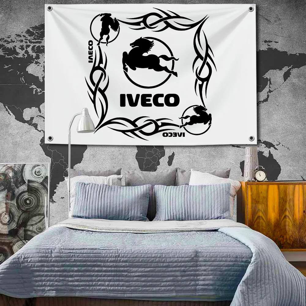 A-IVECO Flag Hanging Flags 2×3ft 3×5ft Banner for Garage Wall Tapestry Curtain Rcing Flag 90x150cm Banner for Garage Bar Home