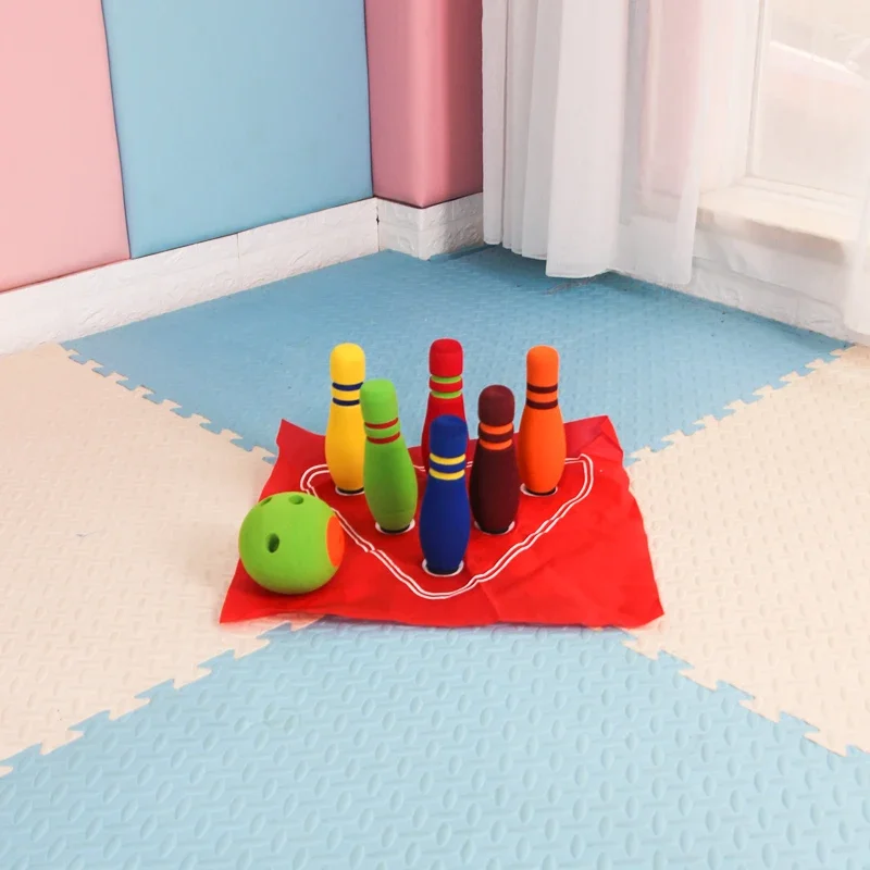 new kids foam indoor toy set colorful plastic toddler bowling.Portable plastic kids bowling set