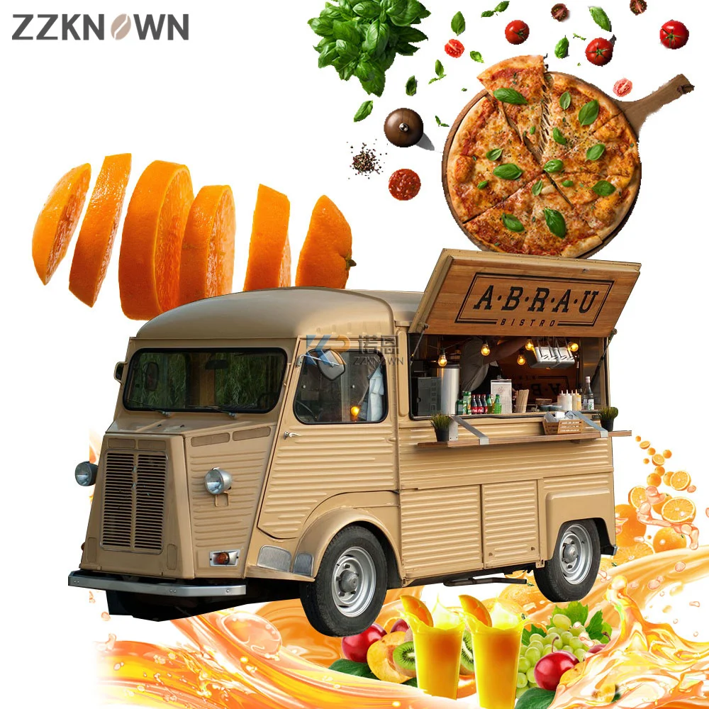 Vintage Electric Mobile Food Truck with Full Kitchen Pizza Burger Van Catering Trailer Bakery Coffee Bar Juice Ice Cream Cart