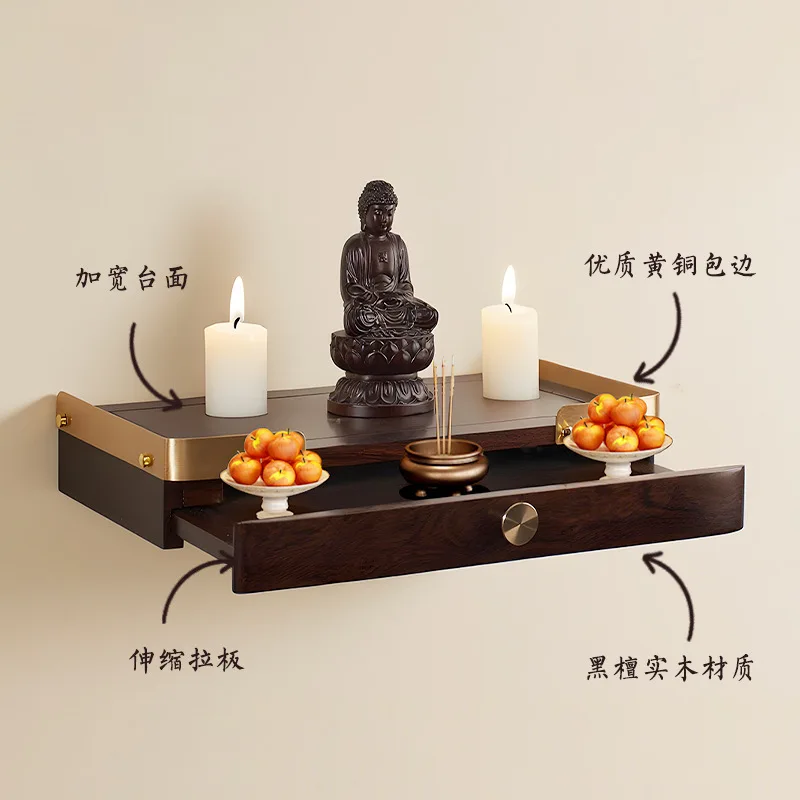 HT solid wood Buddhist niche  wall-mounted Buddhist cabinet God of Wealth vertical cabinet Guanyin table for household economy