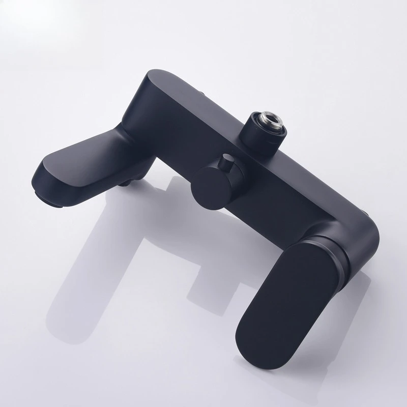 Shower set, hot and cold all-copper black round shower