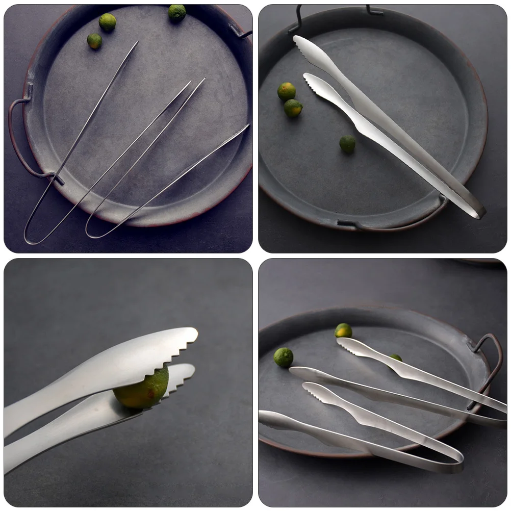 

1Pcs Premium Stainless Steel Food Tong Non-Slip Grip Kitchen Bbq Tool for Steak Fish Burgers Cakes Home Party Camping Grilling
