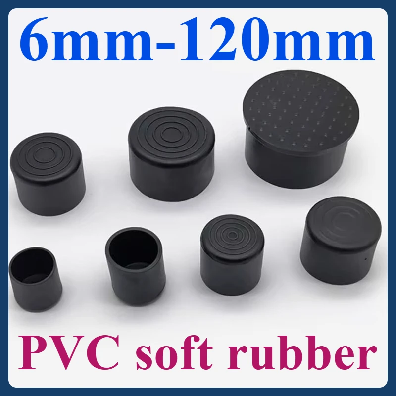 

6mm-120mm black PVC soft rubber tube round protective cover for table and chair legs