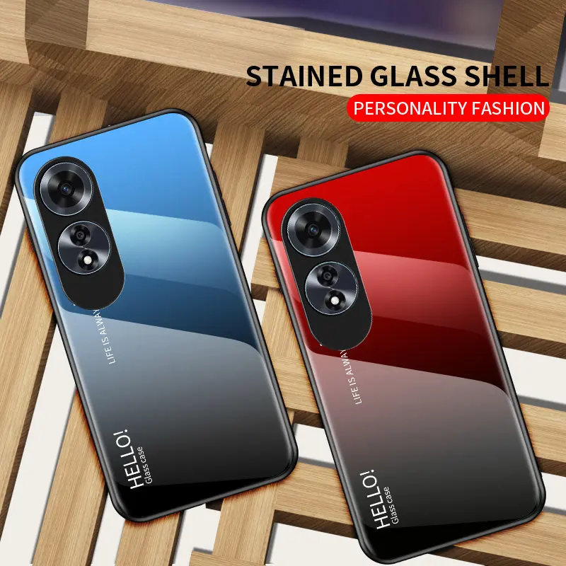 Oppo A60 CPH2631 Case Gradient Shockproof Tempered Glass Hard Back Cover Phone Case for Oppo A60 OppoA60 CPH2631 Silicone Bumper