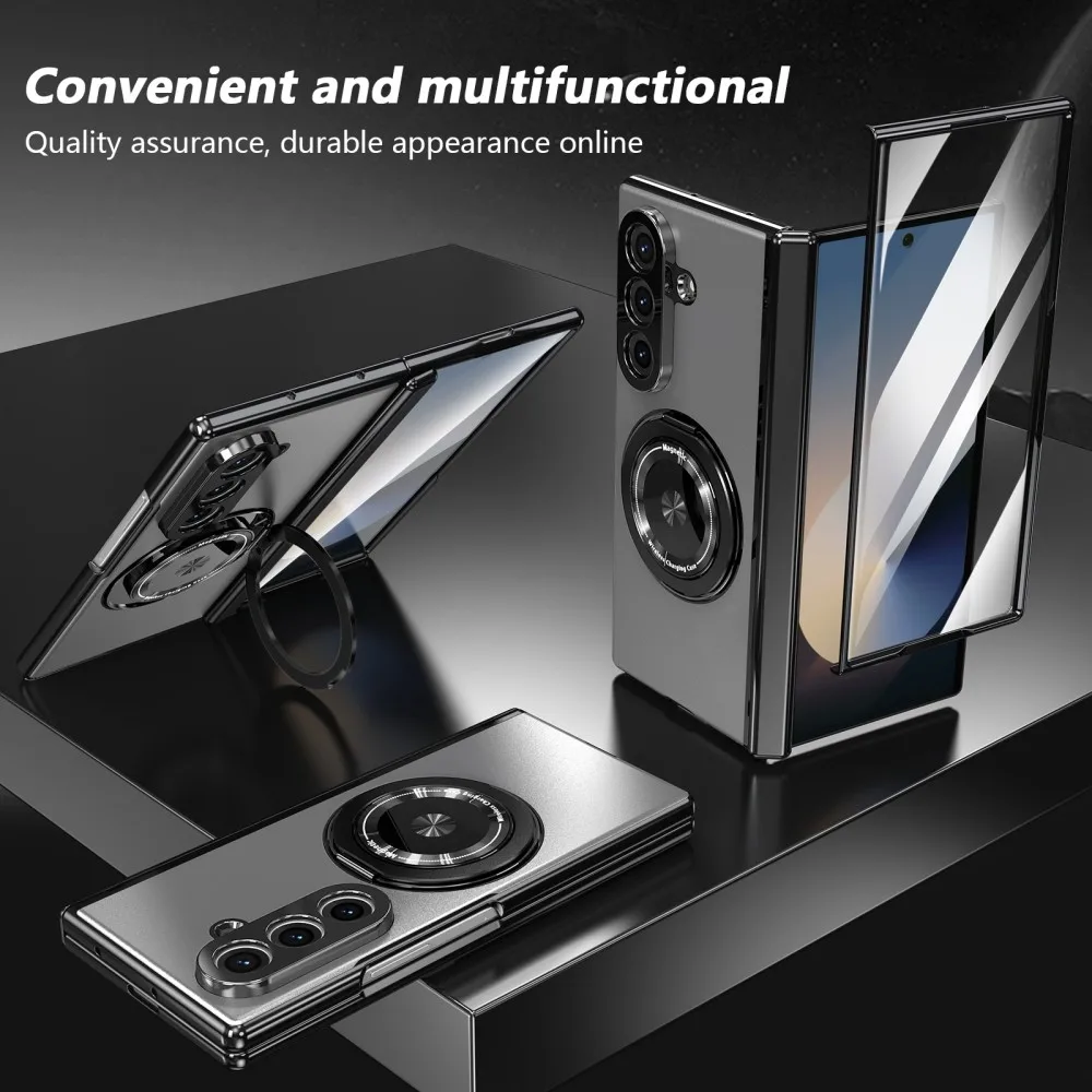 

Magnetic Ring Holder Hinge Protection Phone Case For Samsung Galaxy Z Fold 3 4 5 6 7 8 Outer Screen Glass Shockproof Cover