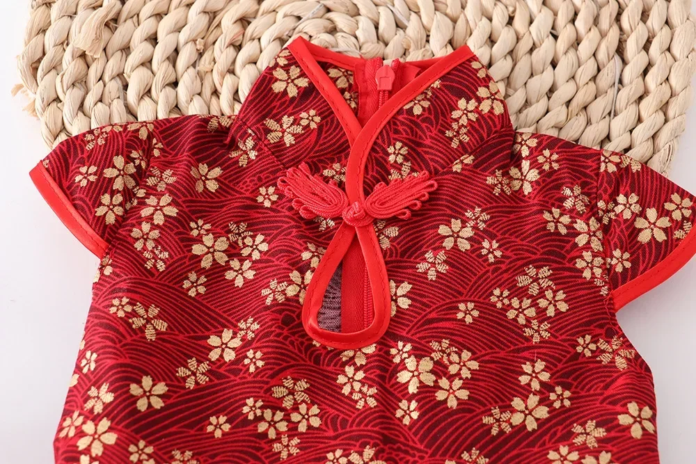 Rotes Sommerkleid für Kinder, Qipao, chinesische Mode, Performance-Cheongsam, Netzstoff, Prinzessinnenkleider, Tanzkleidung für Kinder, Vestidos – Detail 29