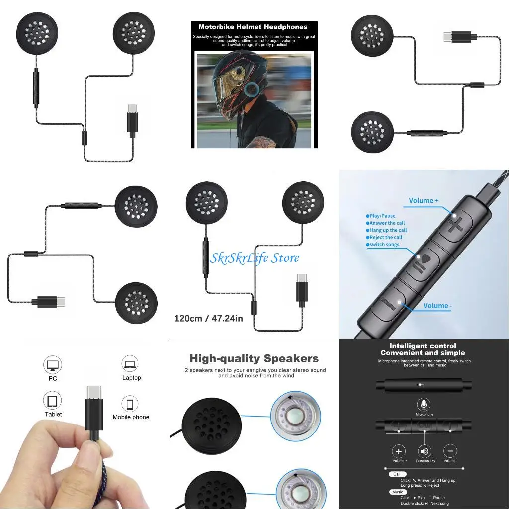 

E65E Outdoor Helmets Headphones Quick Volumes Control Stable Transmission