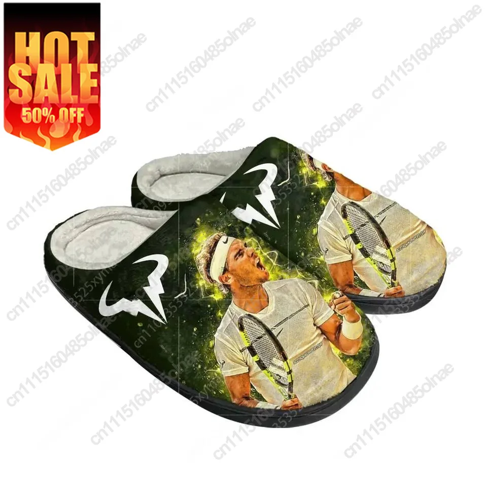 Rafael Nadal Tennis Player Home Cotton Slippers Mens Womens Plush Bedroom Casual Keep Warm Shoes Indoor Customized Shoe