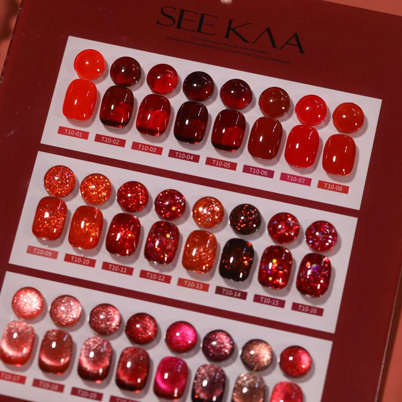 SEEKAA 24 colori Capodanno Serie Rossa Set gel per unghie Nail salon 2024 Nuova vendita calda Gel UV non tossico Kit per nail art di moda all'ingrosso