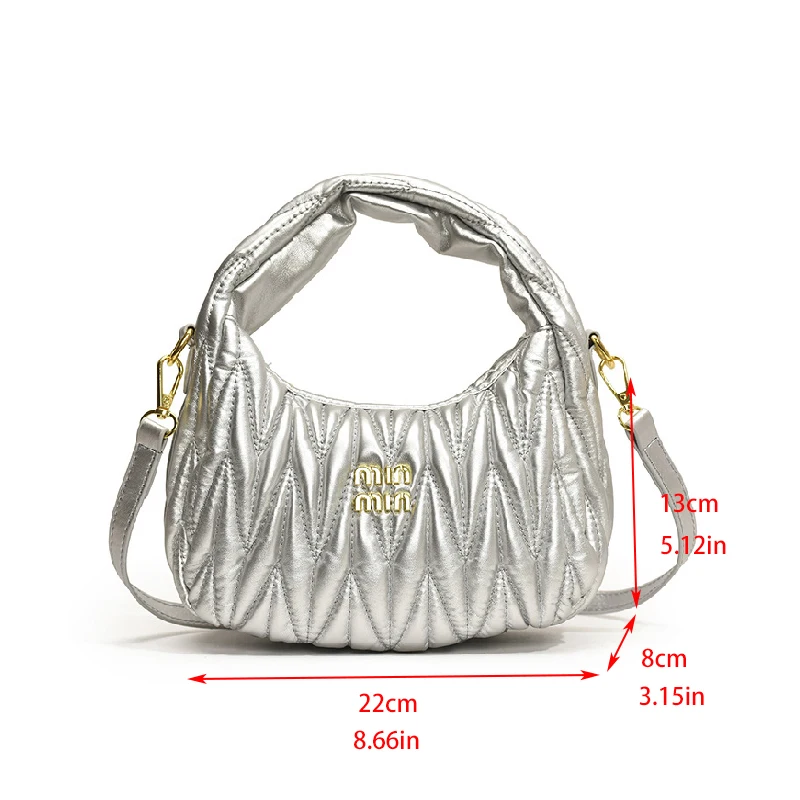 Pleated Cloud Ladies Handbags High Quality PU Shopping Shoulder Bags for Women Removable Shoulder Strap Crossbody Bag Small Bags