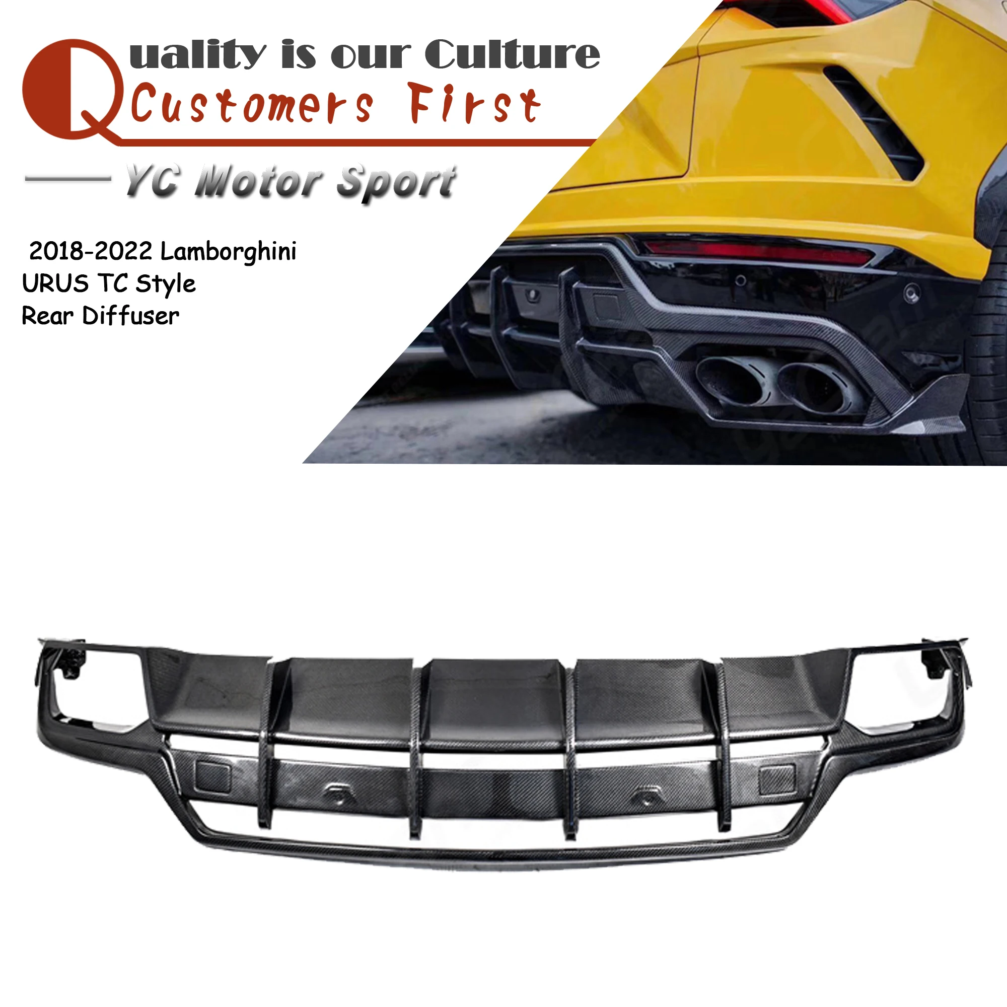 Car Accessories Carbon Fiber CF URUS TC Style Rear Diffuser Fit For 2018-2022 Lamborghini Top Bodykit Rear Diffuser Bodykit