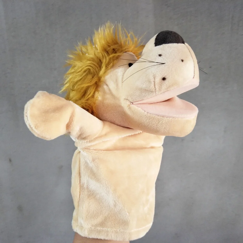 Kinderen open mond leeuw Baby Handpop Knuffel
