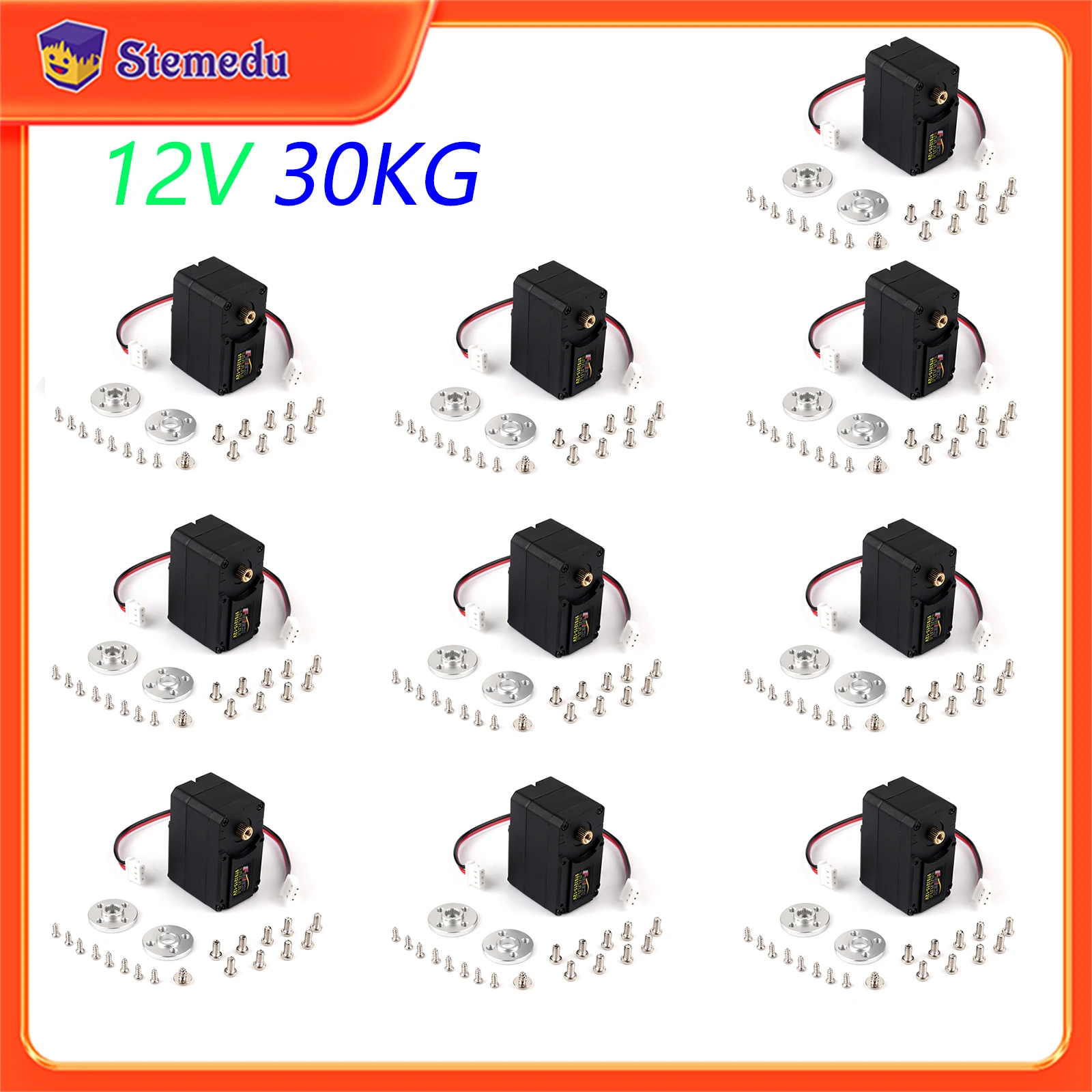 10PCS STS3215 12V 30KG High Torque Smart RC Servo Feetech TTL Serial Bus Robot Servo For SO-ARM100 Teaching Robotic Arm Project