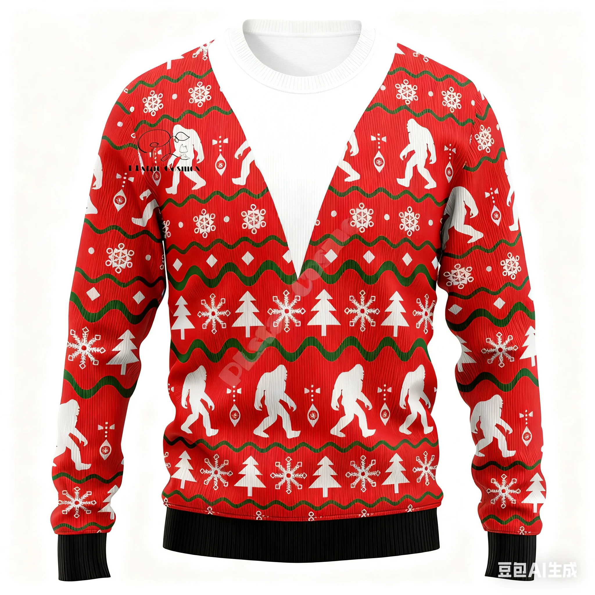 2026 Kerst Kerstman Graffiti Vintage Retro Winter Lelijke Trui 3 Dprint Harajuku Trui Casual Grappige Lange Mouwen