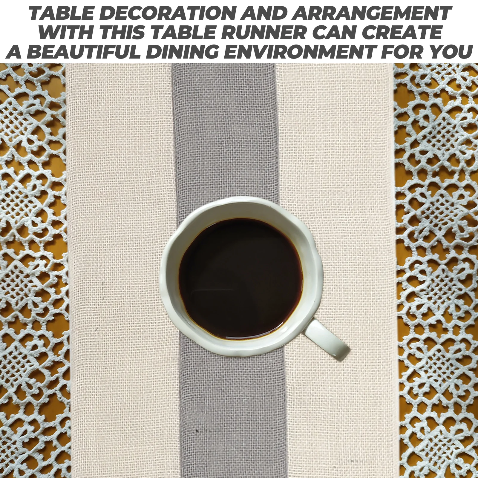 

Retro Linen Table Runner 72 Inches Long Beige Light Grey Flax Fabric Home Party Decorative Runner for Buffet Dining Outdoor