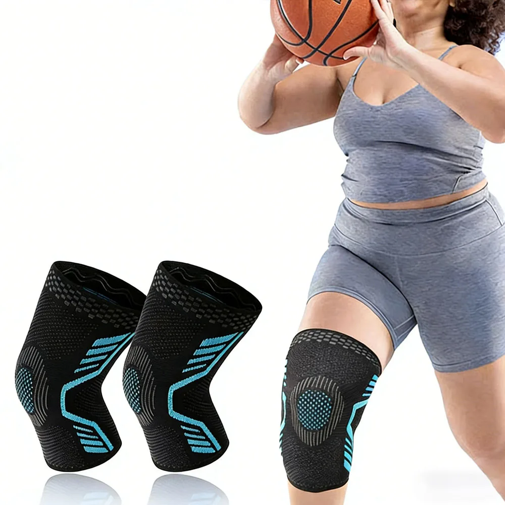 

2 шт. эластичных нейлоновых компрессионных наколенников для фитнеса, бега, велоспорта, баскетбола, волейбола
